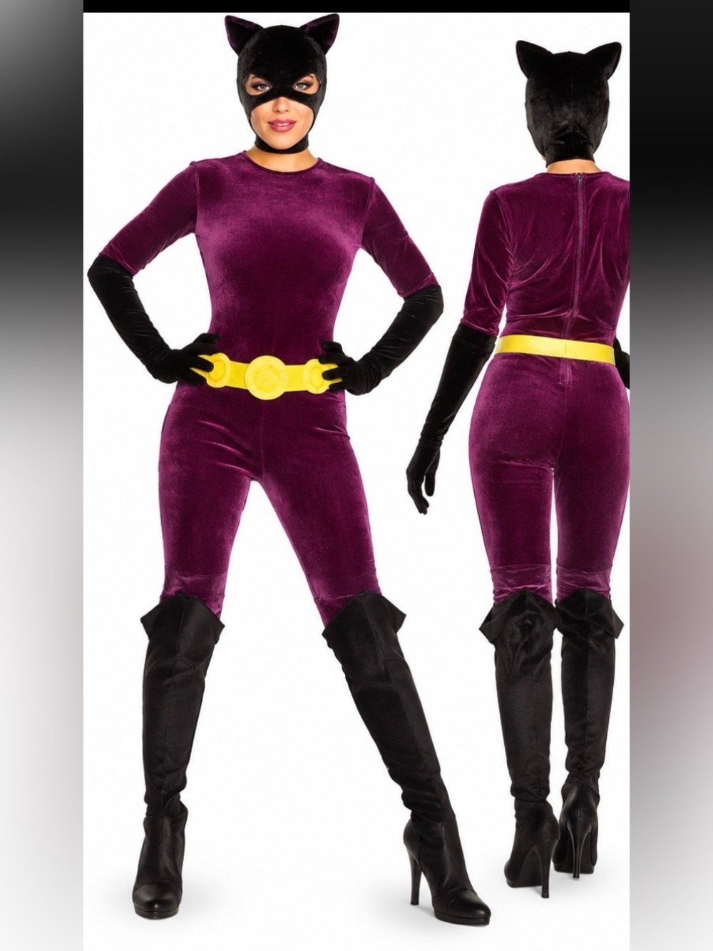 DC Gotham Girls Catwoman Halloween Costume Women’s Medium 10-14 Purple Velvet